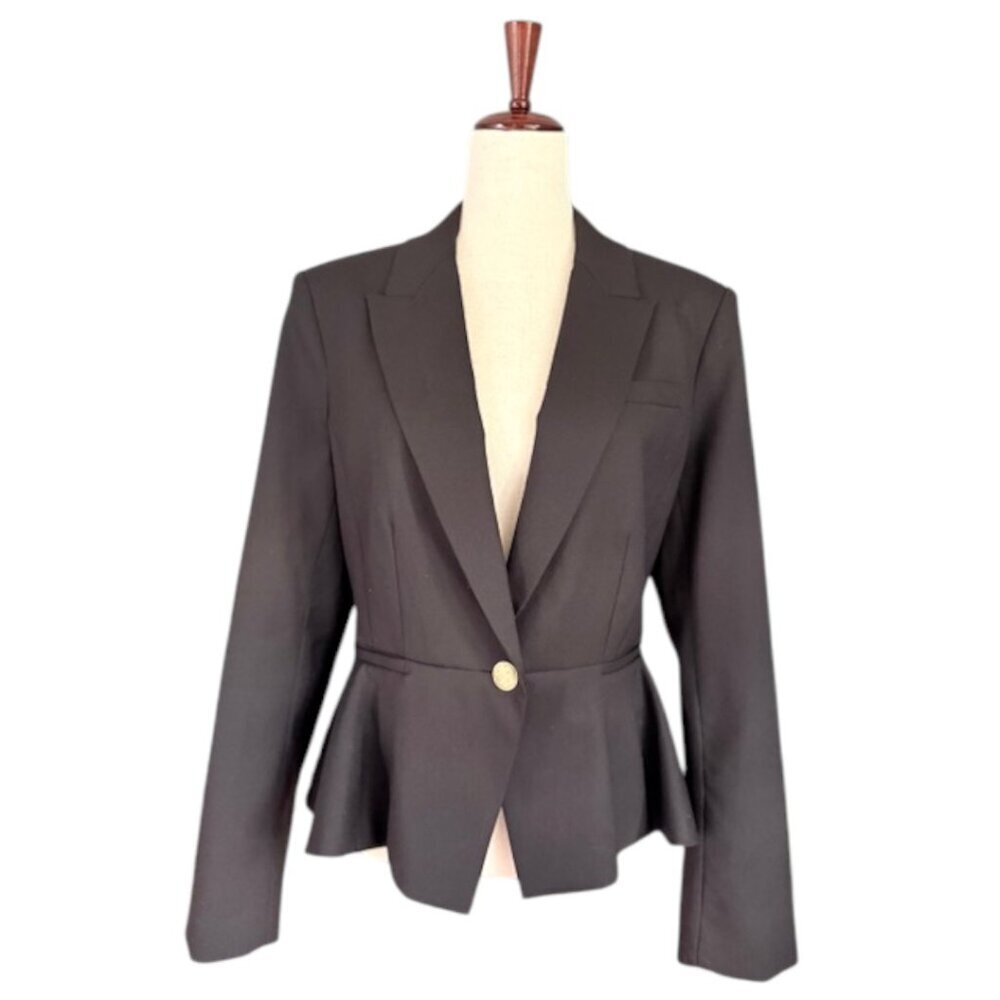 LoveShackFancy Pantonia Black Wool Blend Peplum Blazer Jacket Size 10 NWT $645 - Picture 4 of 16